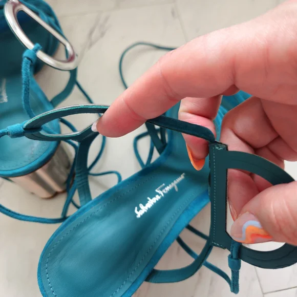 Salvatore Ferragamo Blue Strappy Sandals - Picture 8 of 9